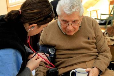 VNA nurse Kristine Cammorata with Allen Janger.