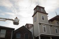 Firemen in the air.