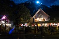 A moonlit night with lanterns