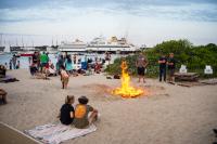 The bonfire on the beach is always a crowd favorite.