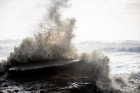 Violent surf at Lucy Vincent Beach in Chilmark piles on to the erosion losses.