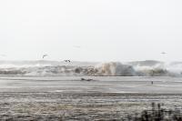 Water washing over the remnants of Norton Point beach into Katama Bay.