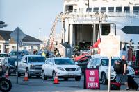 A throng of activity around the Vineyard Haven terminal.