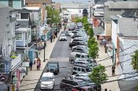 Not a parking spot in sight on Circuit Avenue. (seen from the Oak Bluffs Inn Tower)uit Avenue. (seen from the Oak Bluffs Inn Tower)