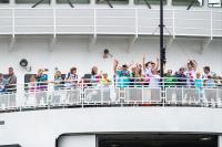 The big welcome at the dock is an annual tradition.