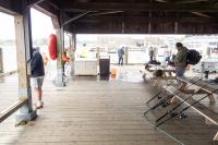 There is always a morning fishing scene at Memorial Wharf in Edgartown.