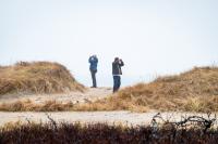 Dana Bangs and John Clark on the south shore near Oyster Pond.