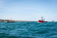 Little Lady with her escort vessels following.