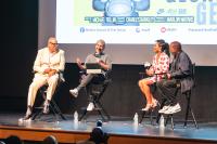 [l-r] William Rhoden, Michael Jay Tollin, Sharrie Williams, and Larry Miller discuss Unraveling George.