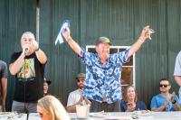 Captain Teddy Karalekas is once again crowned oyster shucking champion.